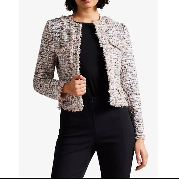 Ted Baker London Jackets & Blazers - NWT TED BAKER LONDON 
Renata Tweed-Effect Fray-Detail Woven Boucle Jacket